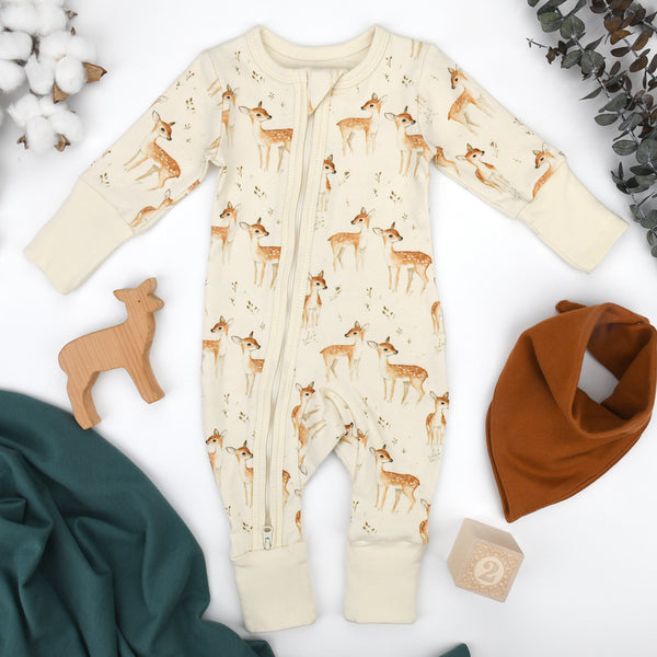 Organic Cotton Baby Pajamas 2-Way Zip Front Zipper Sleeper, Saffron Organic Earthy Clothing